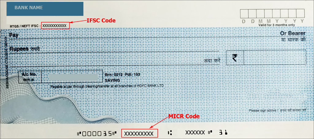 IFSC Code SBI-cheque